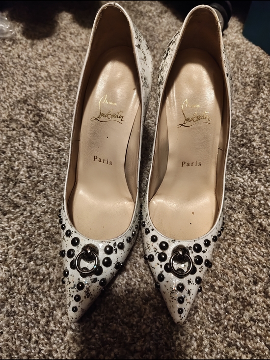 Christian Louboutin Shoes - Authentic Christian Louboutin White Studded Pointed-Toe Pumps